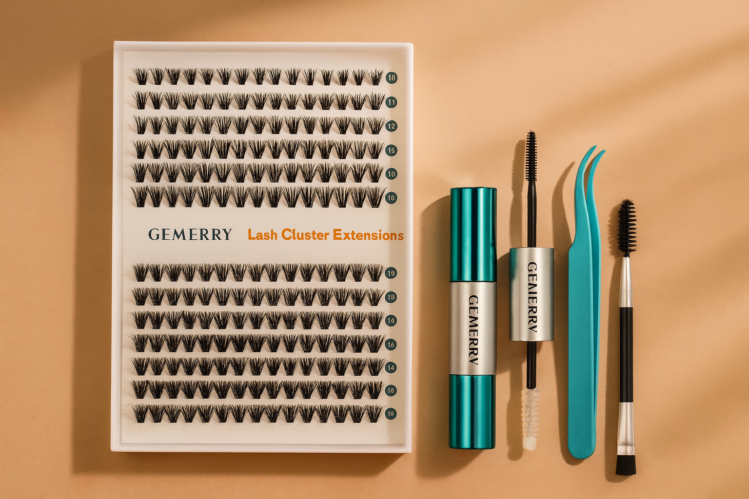 DIY Lash Extension Kit with D-Curl 30D/40D Clusters, Bond & Seal – Home Eyelash Extensions (10–18mm)