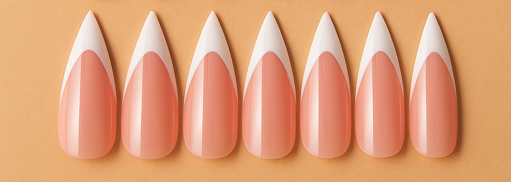 Aurora French Stiletto Nails – 24Pcs Glossy Press-On Set